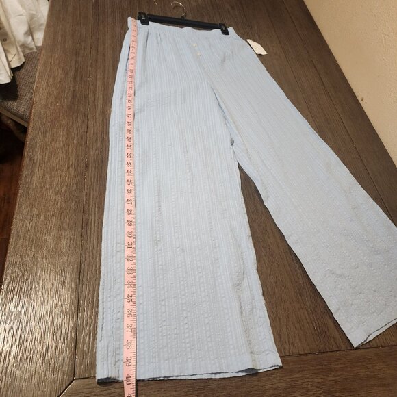 Nordstrom Seersucker Pajamas NWT Blue Small- Missing button, spots on pants - Picture 12 of 16